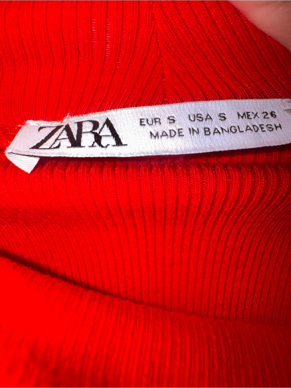 Zara Red/Orange Ribbed Stretch Mock Neck Cap Sleeve Maxi Dress S Bodycon Date - Picture 4 of 8